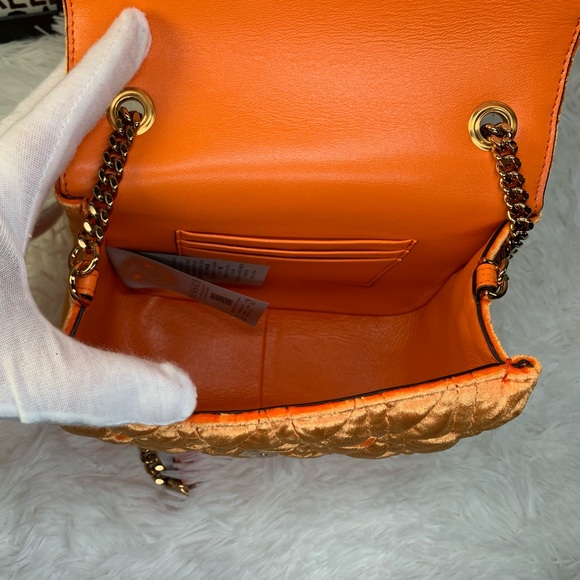 NWT Versace Virtus quilted orange velvet shoulder bag - Picture 4 of 11